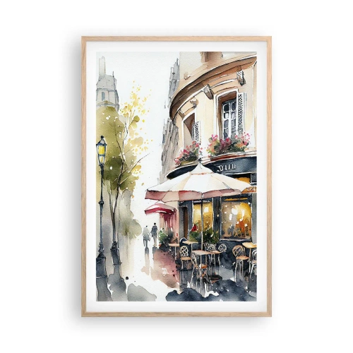Plakat i ramme af lyst egetræ - En parisisk morgen - 61x91 cm