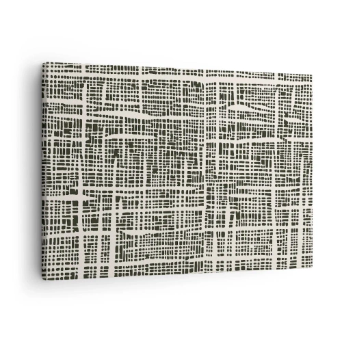 Lærredstryk - Billede på lærred - Et geometrisk mønster, der ligner et gitter på en lys baggrund - 70x50cm - En sammensætning vævet - Moderne vægdekoration til stue og soveværelse ARTTOR