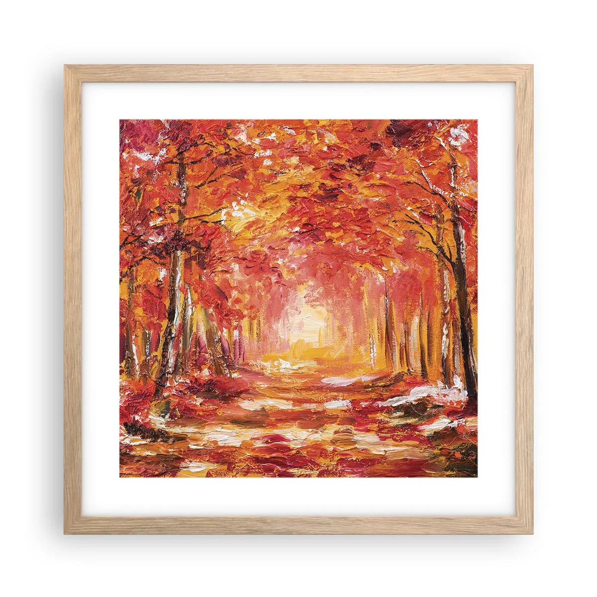 Plakat i ramme af lyst egetræ - Kobberskov - 40x40 cm