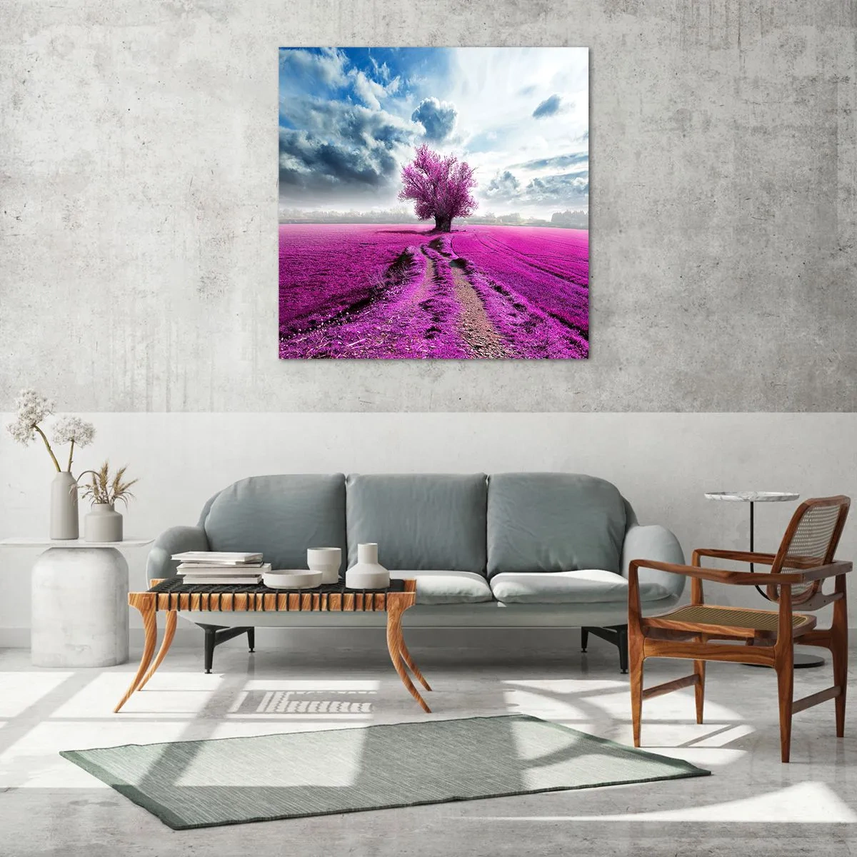 Billede på glas - Hedeslette - charmerende - 30x30 cm