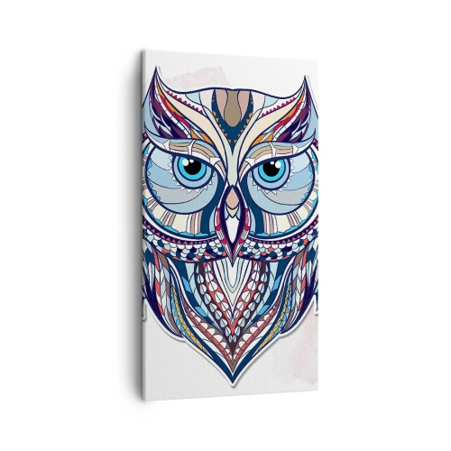 Lærredstryk - Billede på lærred - Kunstnerisk ornamental ugle - 45x80 cm