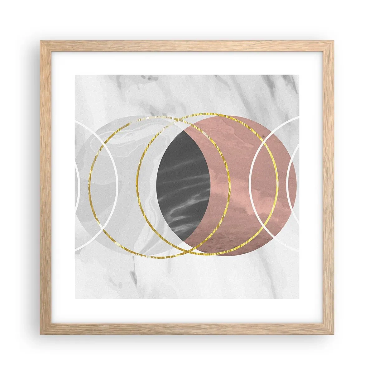 Plakat i ramme af lyst egetræ - Sfærernes musik - 40x40 cm