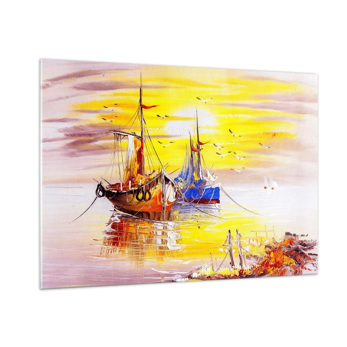 Billede på glas - Et velfortjent hvil i havnen - 100x70 cm