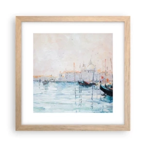 Plakat i ramme af lyst egetræ - Bag vandet, bag tågen, bag tågen - 30x30 cm