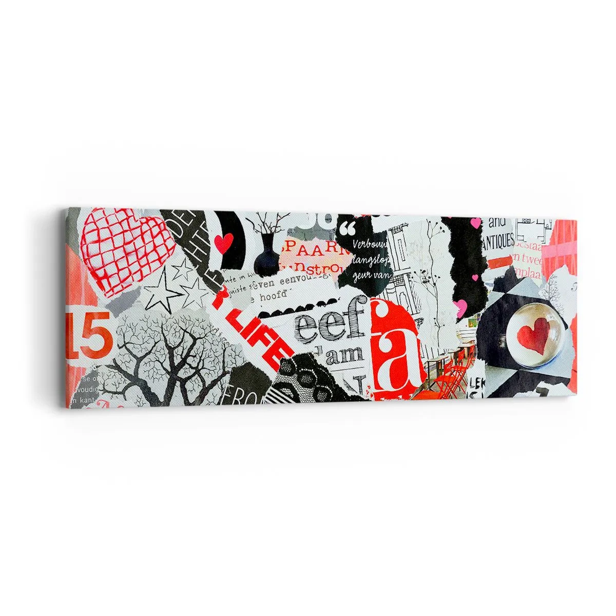 Lærredstryk - Billede på lærred - Hipster collage - 90x30 cm