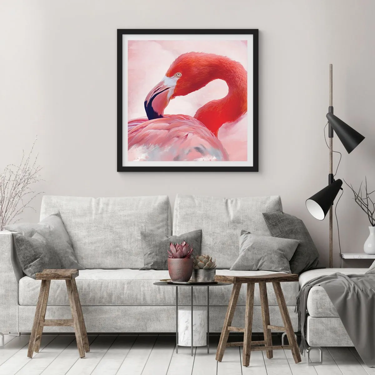 Plakat i sort ramme - Fugleskønhed - 50x50 cm