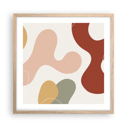 Plakat i ramme af lyst egetræ - Es eller flores? - 50x50 cm