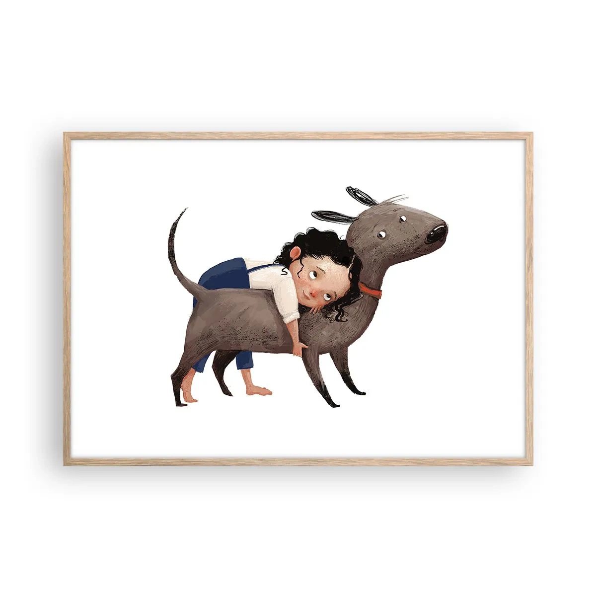 Plakat i ramme af lyst egetræ - Bedste venner - 100x70 cm