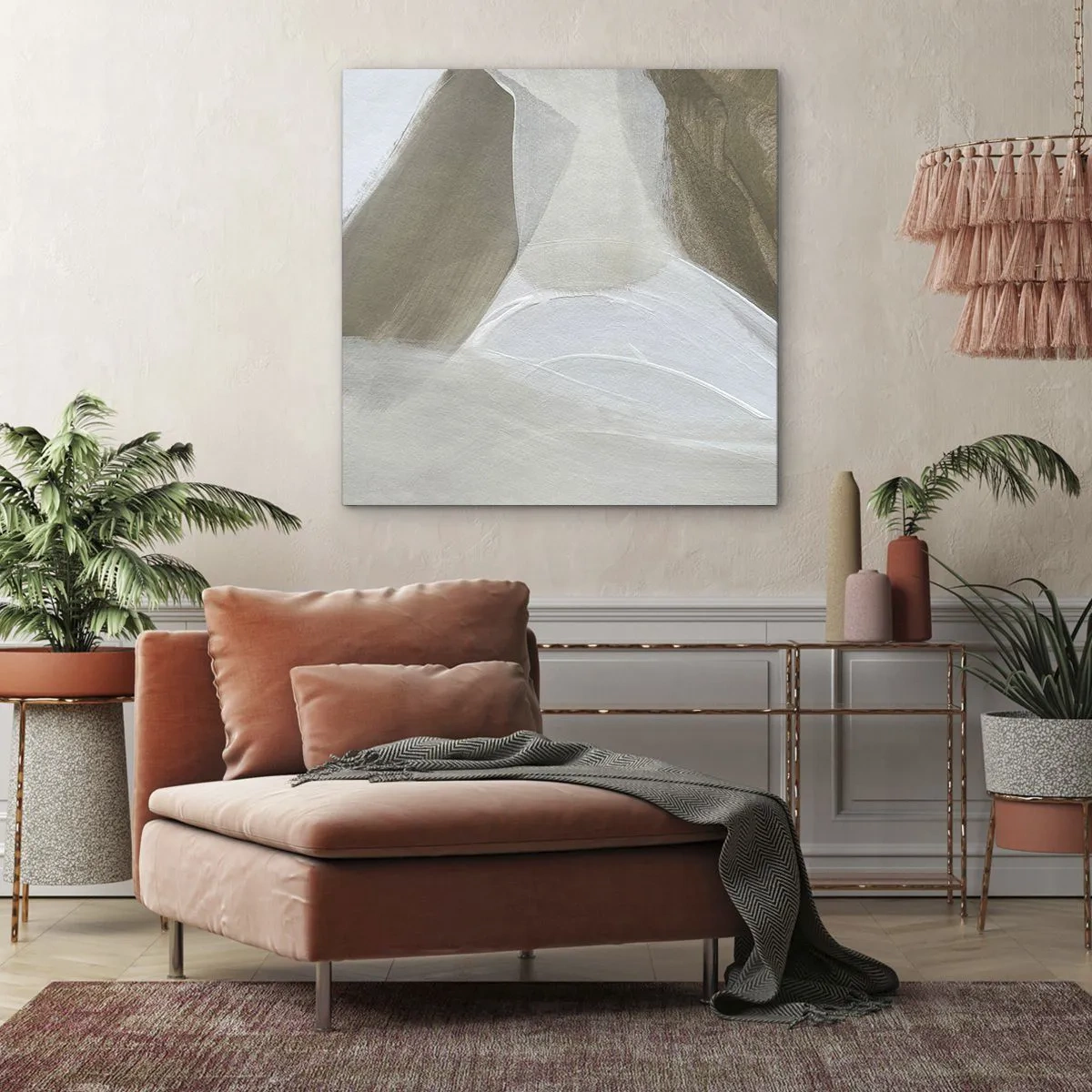 Lærredstryk - Billede på lærred - Bølge af hvidt - 50x50 cm