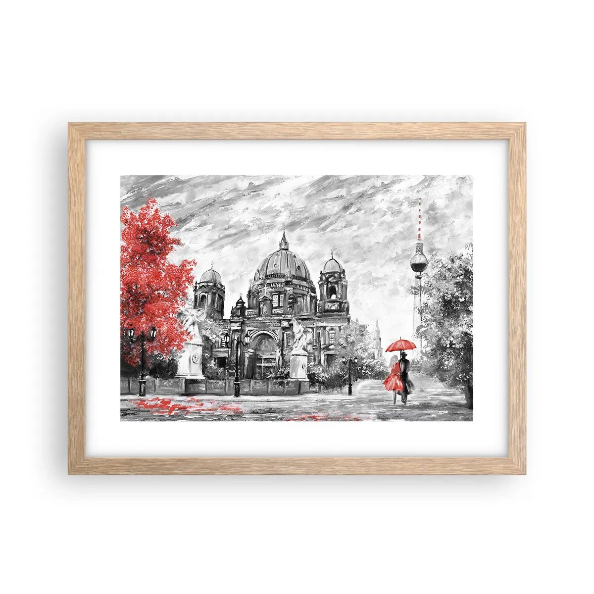 Plakat i ramme af lyst egetræ - Møde i Berlin - 40x30 cm