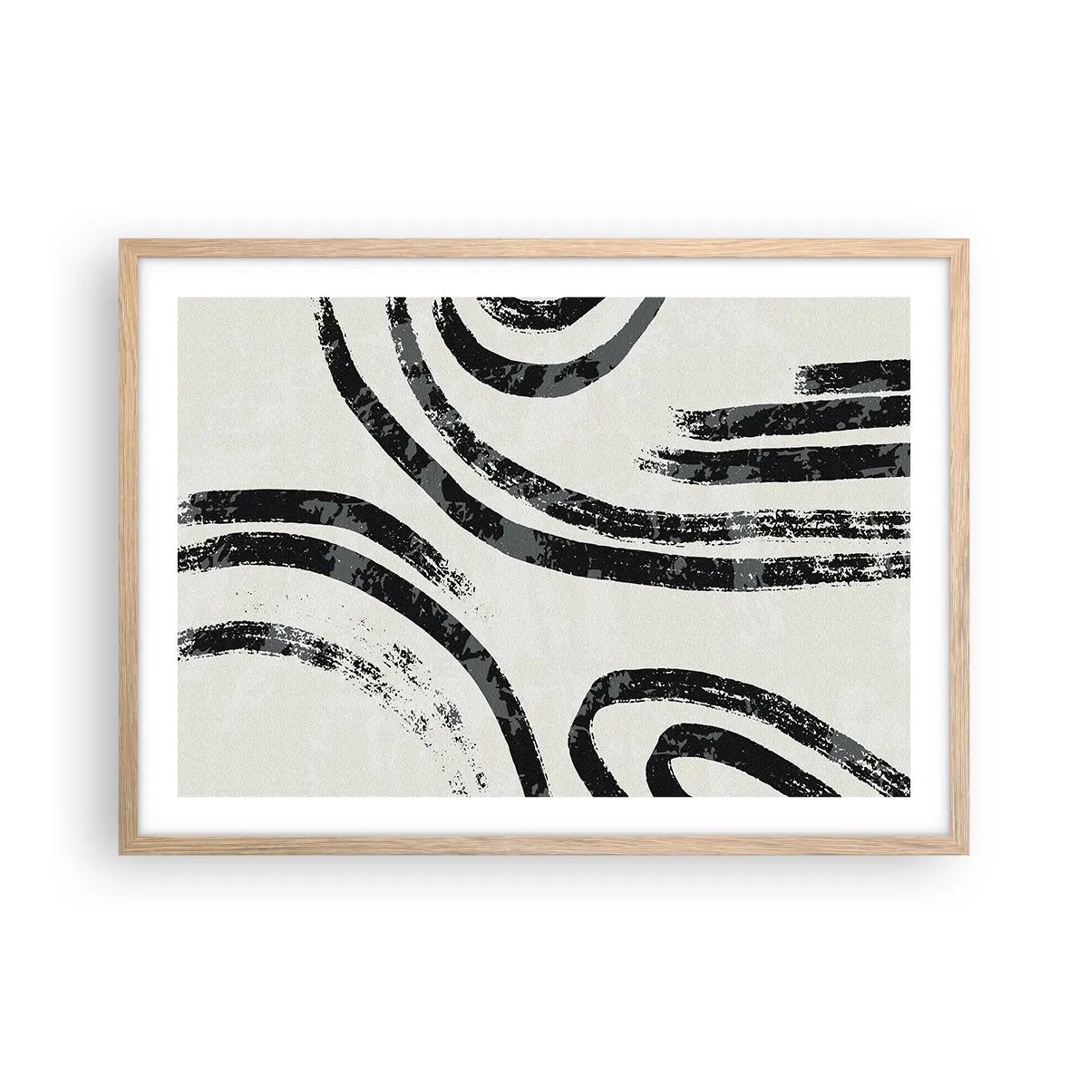 Plakat i ramme af lyst egetræ - Halvt stoppet - 70x50 cm