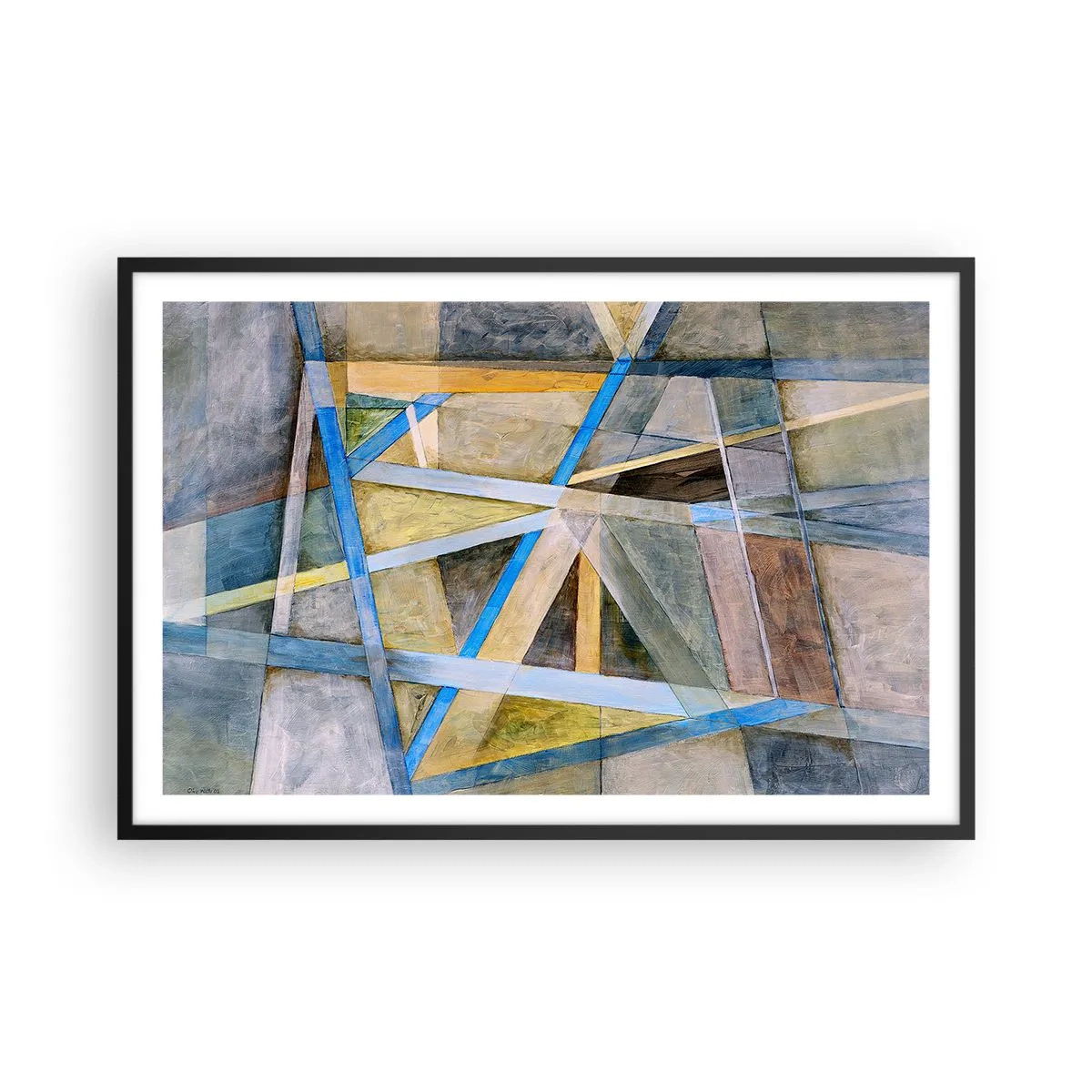 Plakat i sort ramme - Lige eller skråt? - 91x61 cm