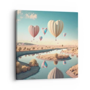 Lærredstryk - Billede på lærred - Kærlighed lader dig svæve - 40x40 cm