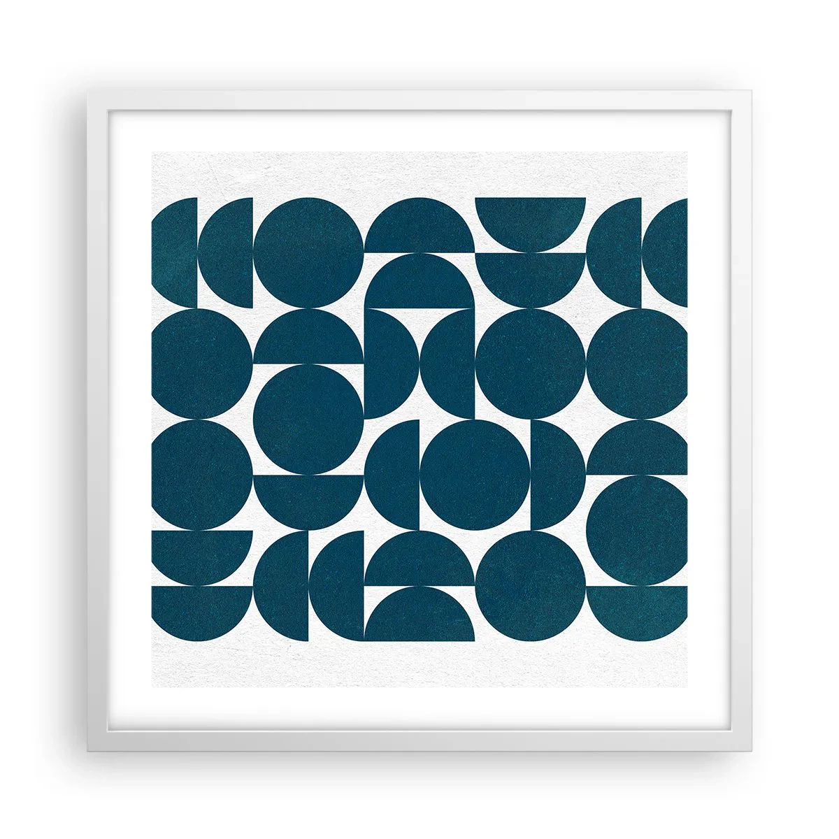 Plakat i hvid ramme - Cirkler og halvcirkler - 50x50 cm