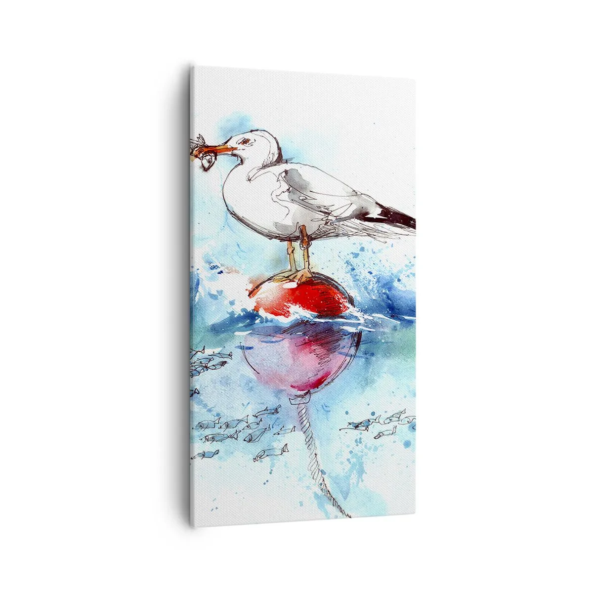 Lærredstryk - Billede på lærred - Succesfuldt fiskeri - 55x100 cm