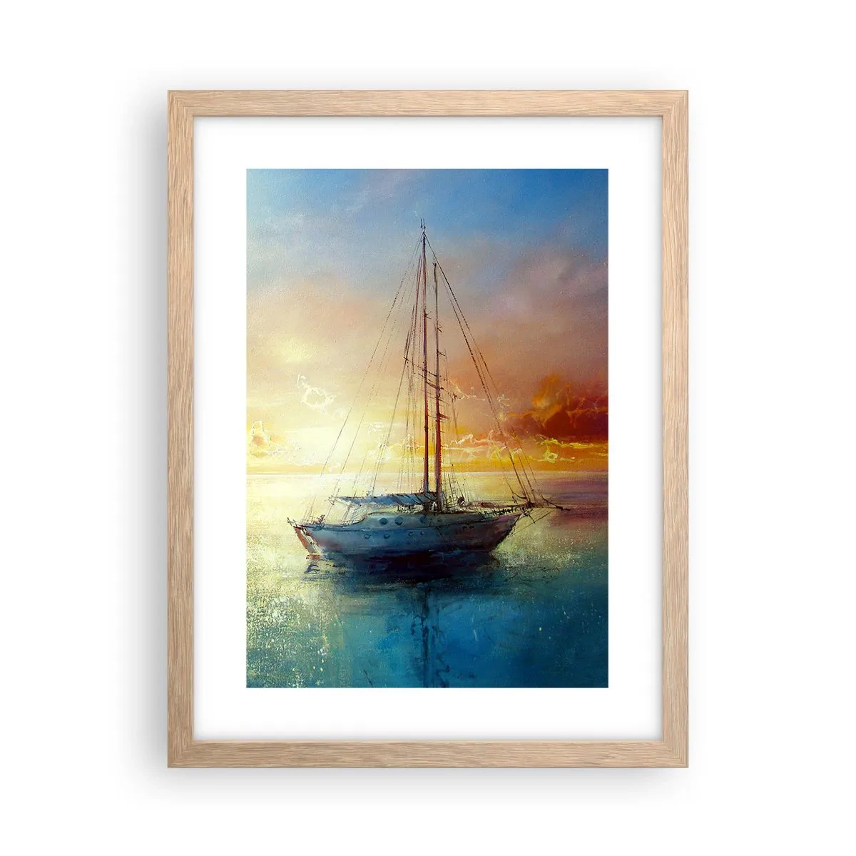 Plakat i ramme af lyst egetræ - I en gylden bugt - 30x40 cm