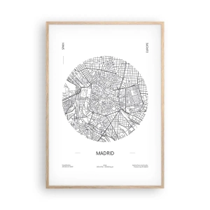 Plakat i ramme af lyst egetræ - Madrids anatomi - 70x100 cm