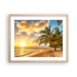 Plakat i ramme af lyst egetræ - Evig sommer, altid en ferie - 50x40 cm