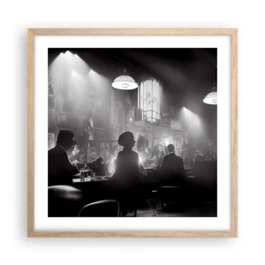 Plakat i ramme af lyst egetræ - I en jazzet stemning - 50x50 cm