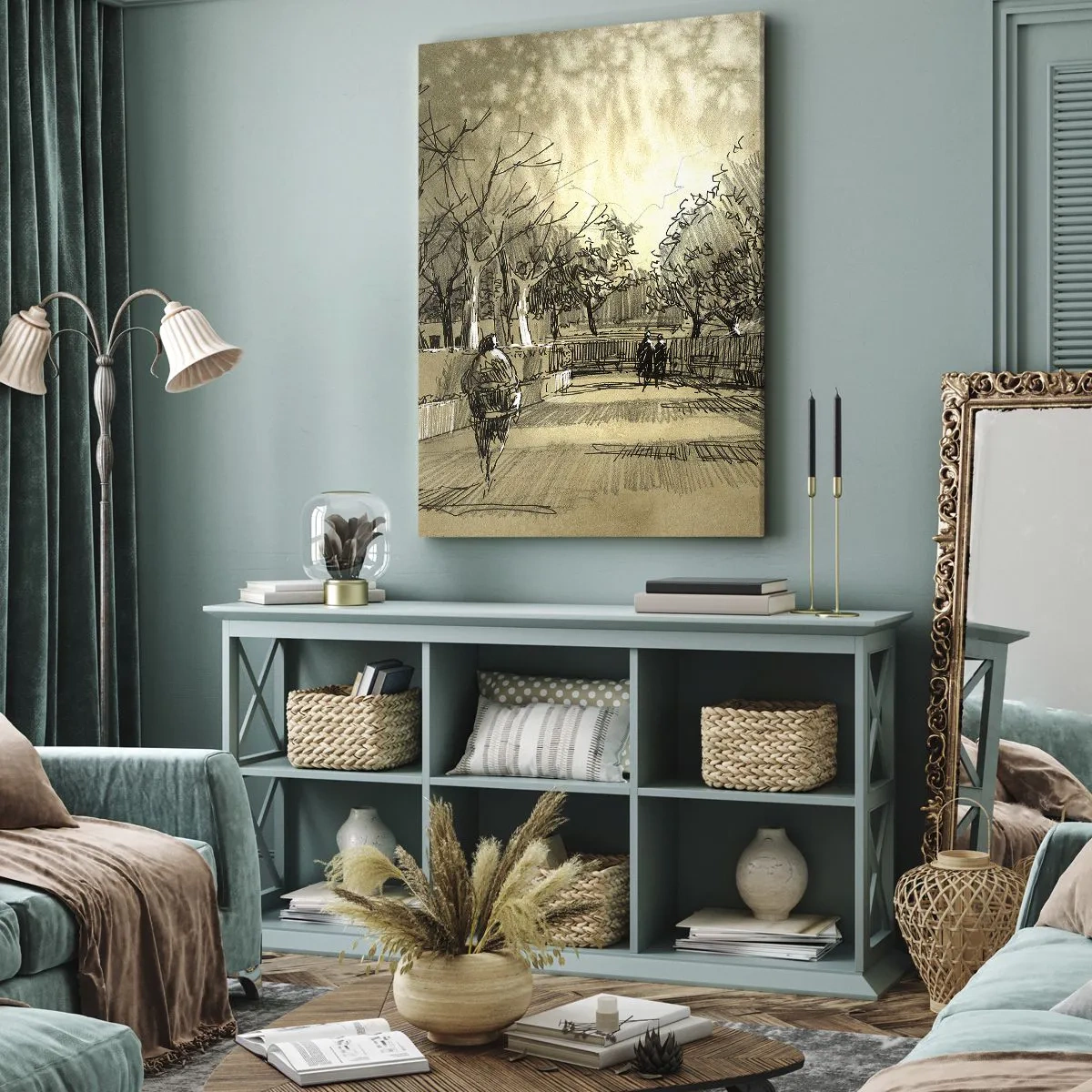 Lærredstryk - Billede på lærred - Et øjeblik med fjer - 65x120 cm