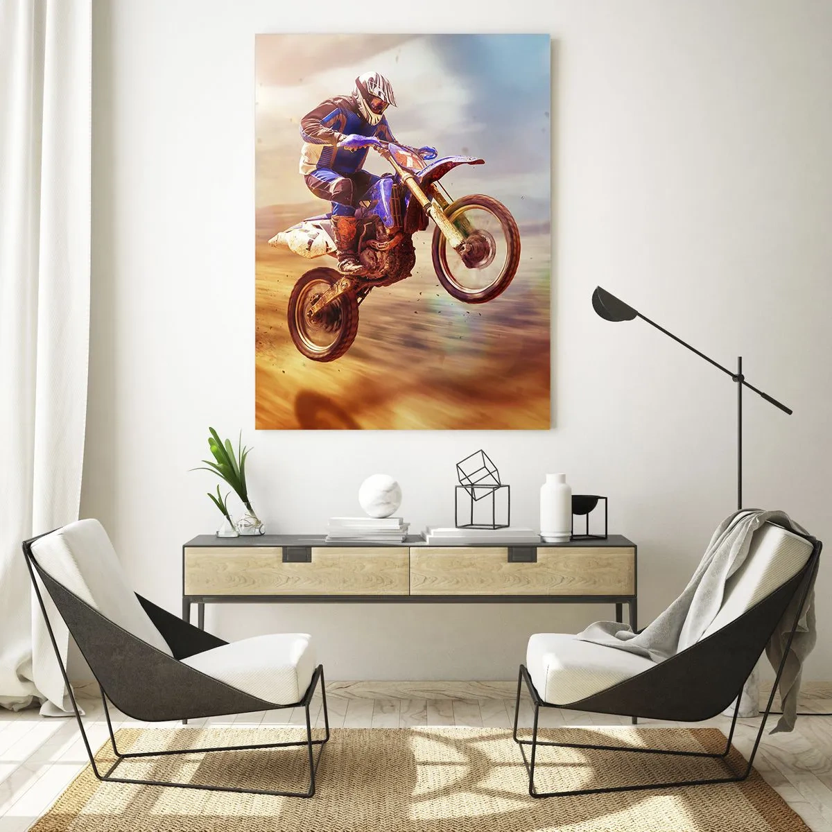 Billede på glas - Svimmelhed på motorcykel - 50x70 cm
