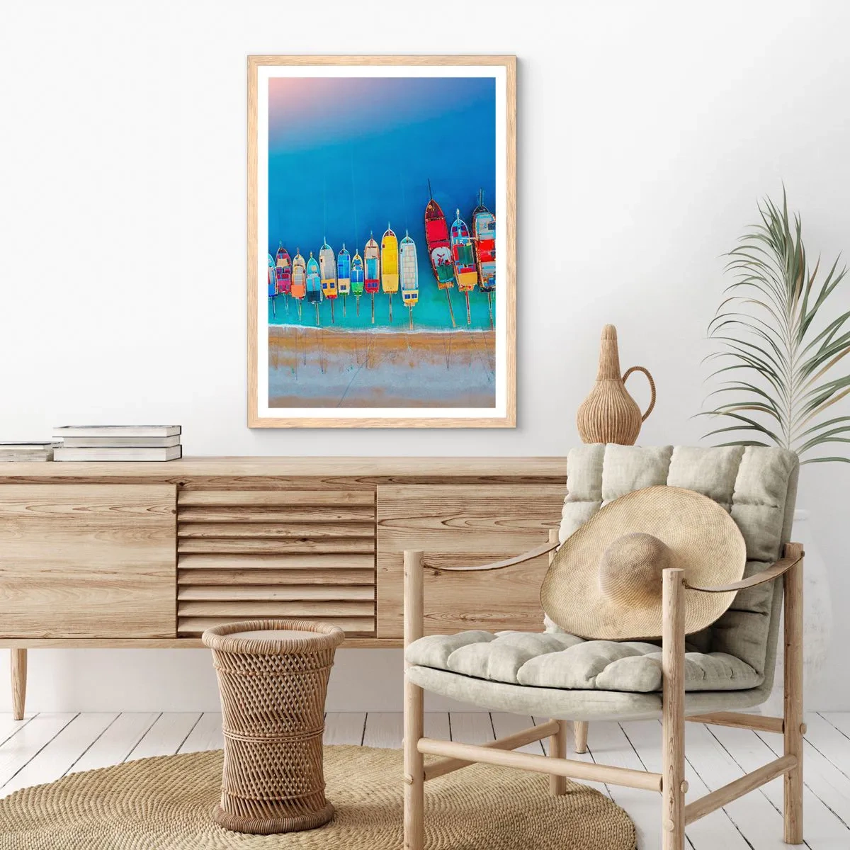 Plakat i ramme af lyst egetræ - Fra et fugleperspektiv - 70x100 cm