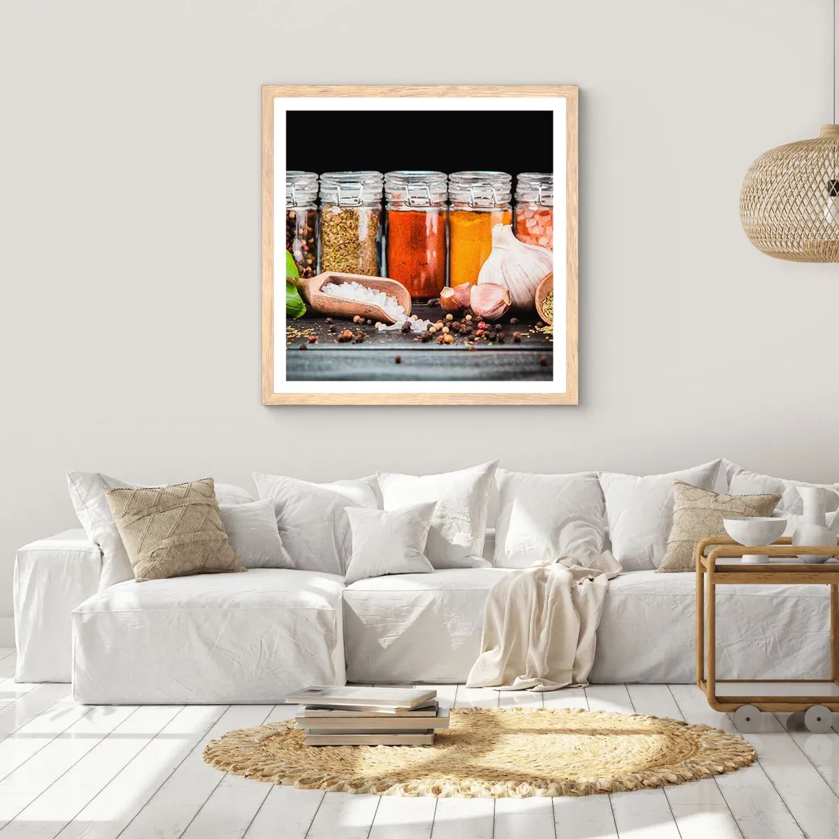 Plakat i ramme af lyst egetræ - For at livet kan smages - 30x30 cm