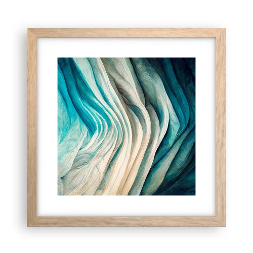 Plakat i ramme af lyst egetræ - Blå umættelighed - 30x30 cm