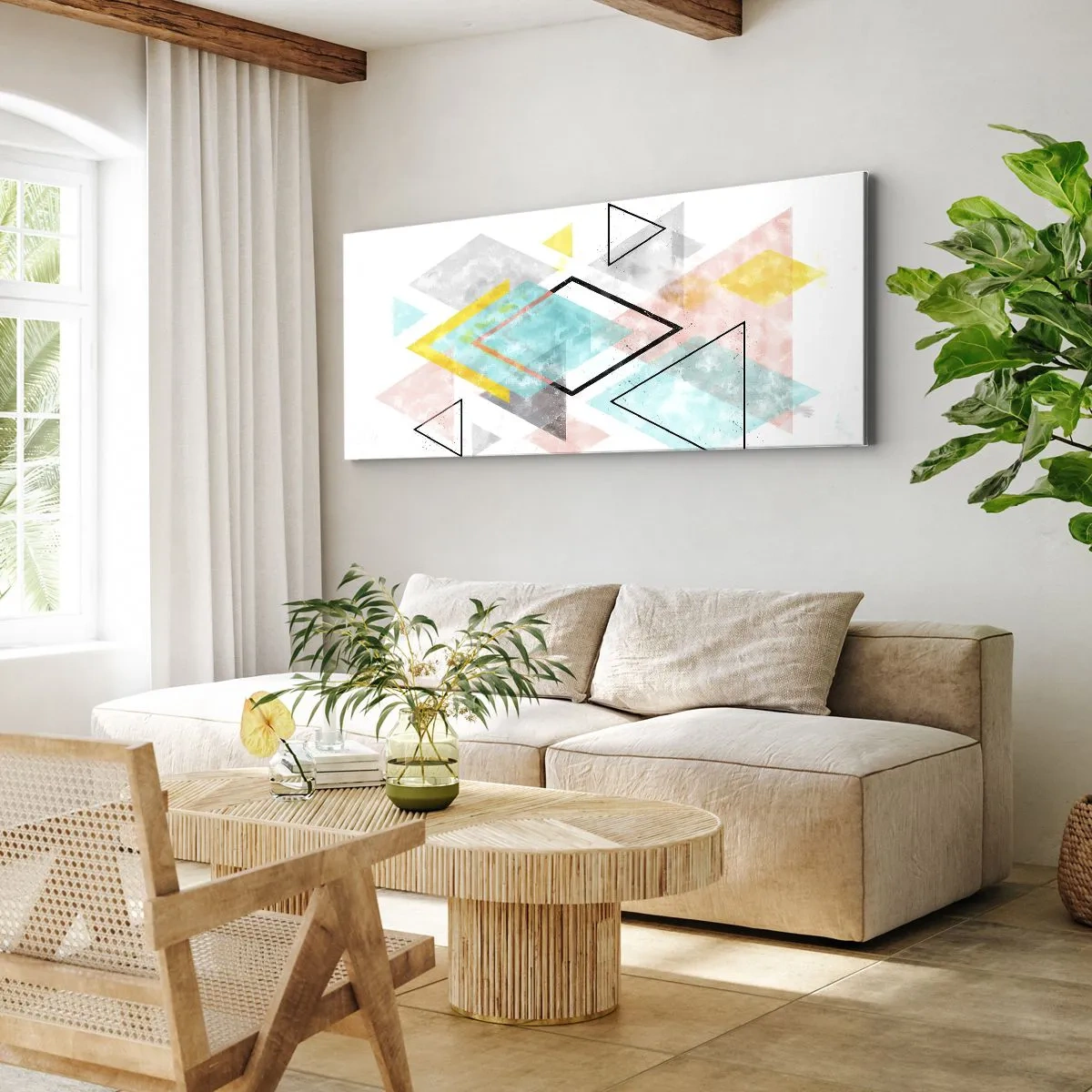 Lærredstryk - Billede på lærred - Geometrisk leg - 100x40 cm