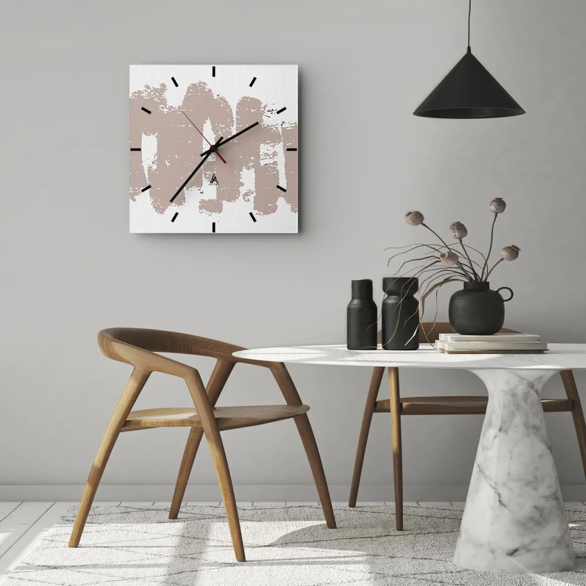 Vægur, Uret - Abstraktion i sart rosa - 30x30 cm