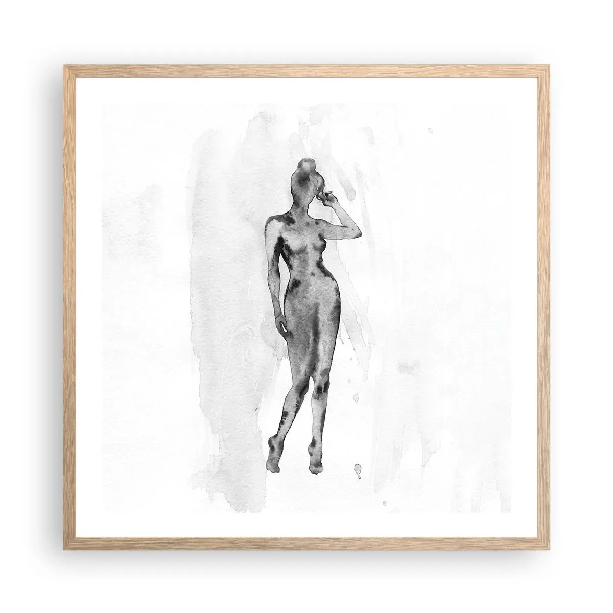 Plakat i ramme af lyst egetræ - En undersøgelse af idealet om kvindelighed - 60x60 cm