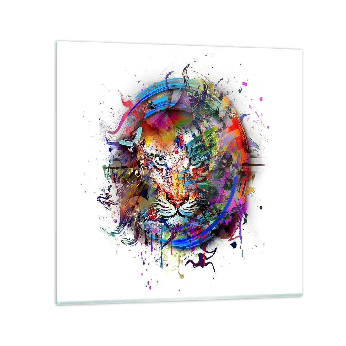 Billede på glas - Lurer bag regnbuens slør - 40x40 cm