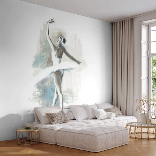 Fototapet Selvklæbende Deluxe Sticker - Fortryllet til en svane - Ballerina, Dans, Ballet - 100x70 cm