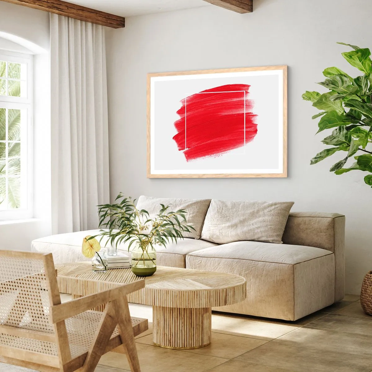 Plakat i ramme af lyst egetræ - Uden for rammen - 100x70 cm