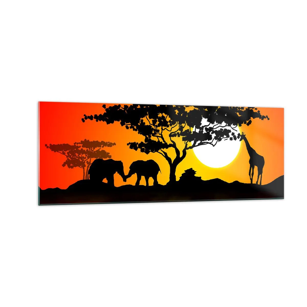 Billede på glas - Møde på savannen - 140x50 cm