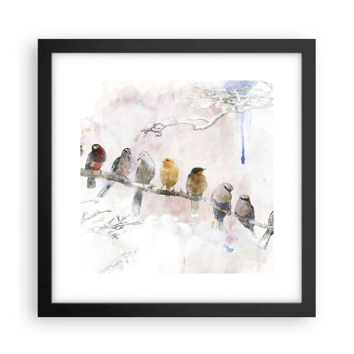 Plakat i sort ramme - Møde med vinger - 30x30 cm