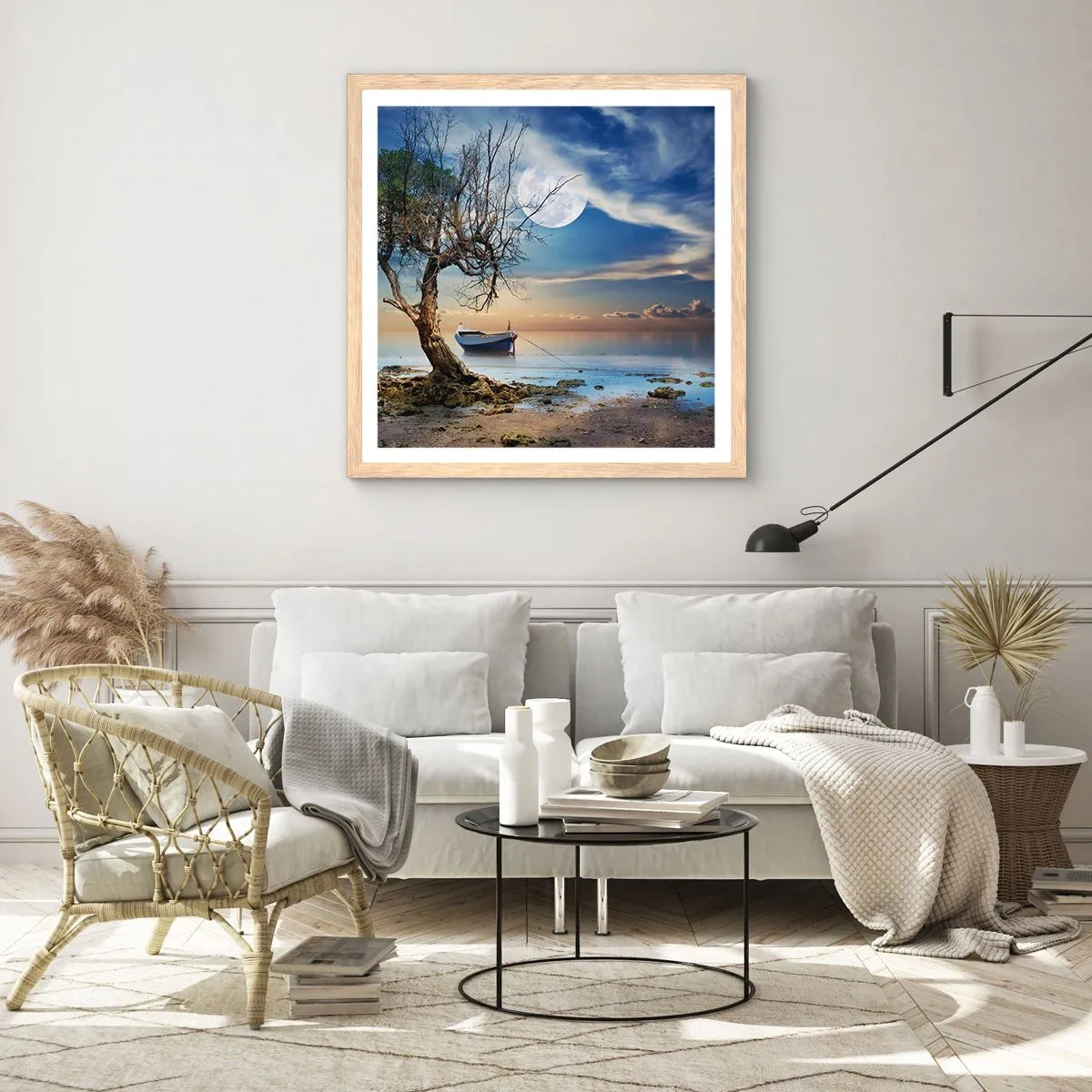 Plakat i ramme af lyst egetræ - Er dette enden eller begyndelsen? - 40x40 cm