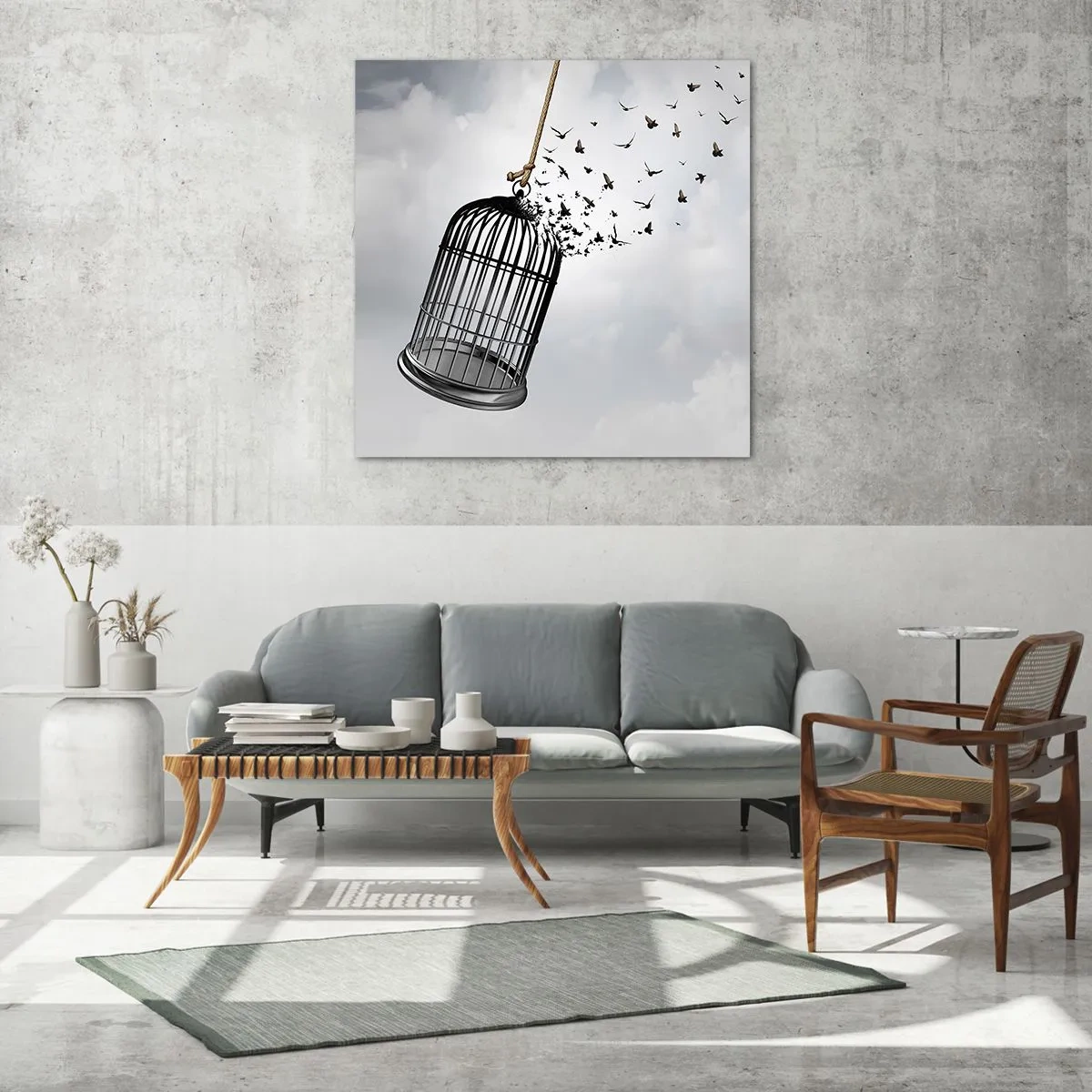 Billede på glas - Tro...håb...frihed! - 60x60 cm
