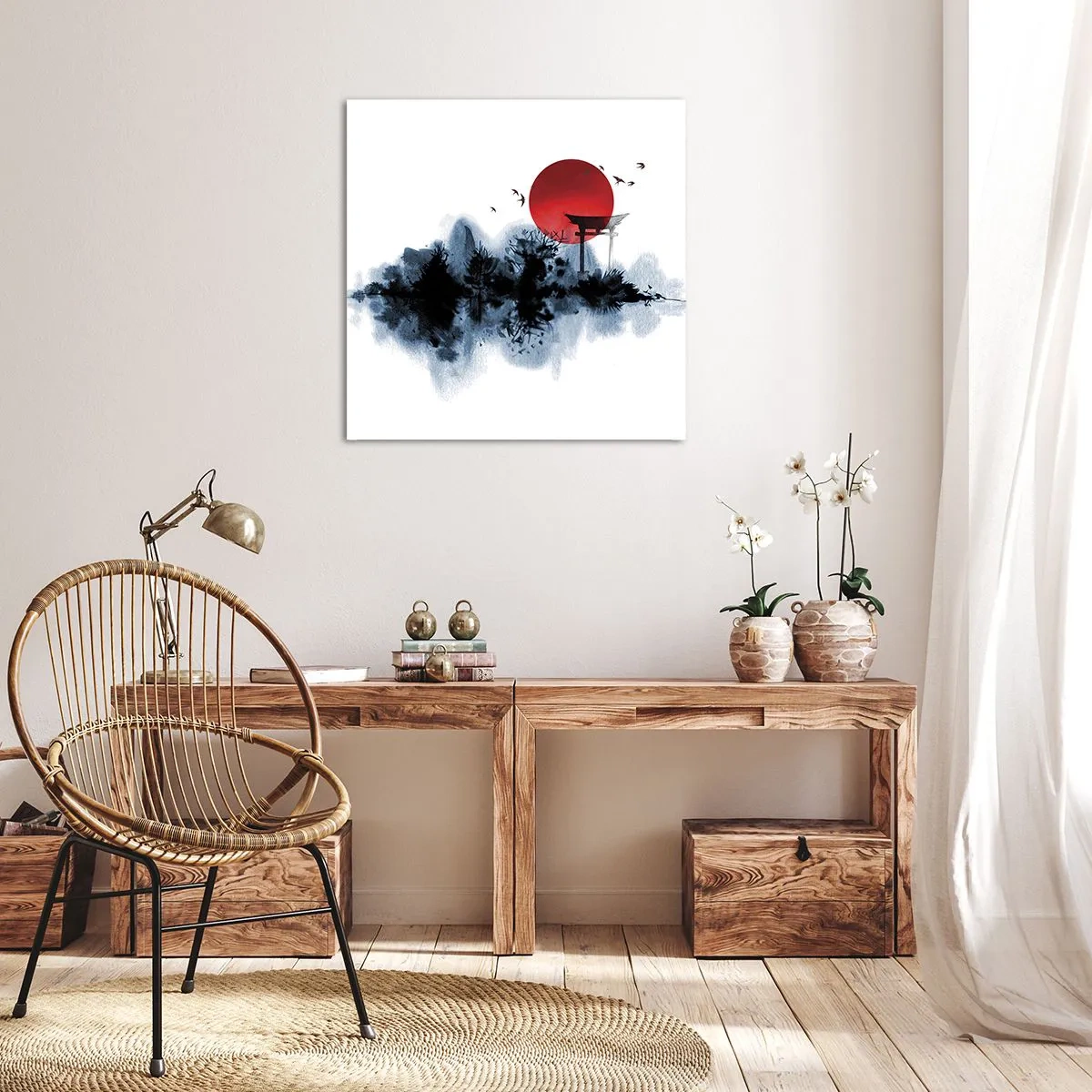 Lærredstryk - Billede på lærred - Et japansk synspunkt - 50x50 cm