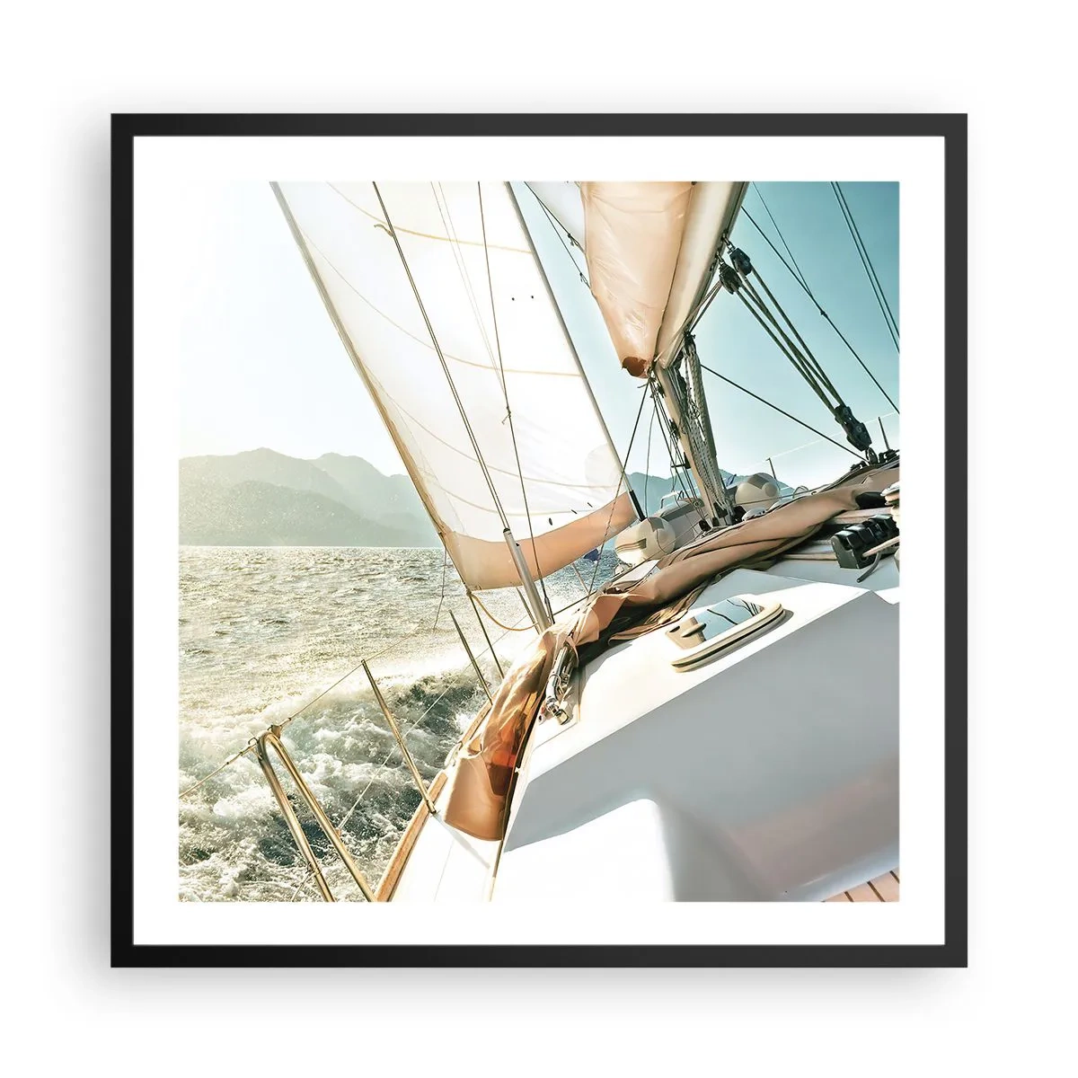 Plakat i sort ramme - Under fulde sejl - 60x60 cm