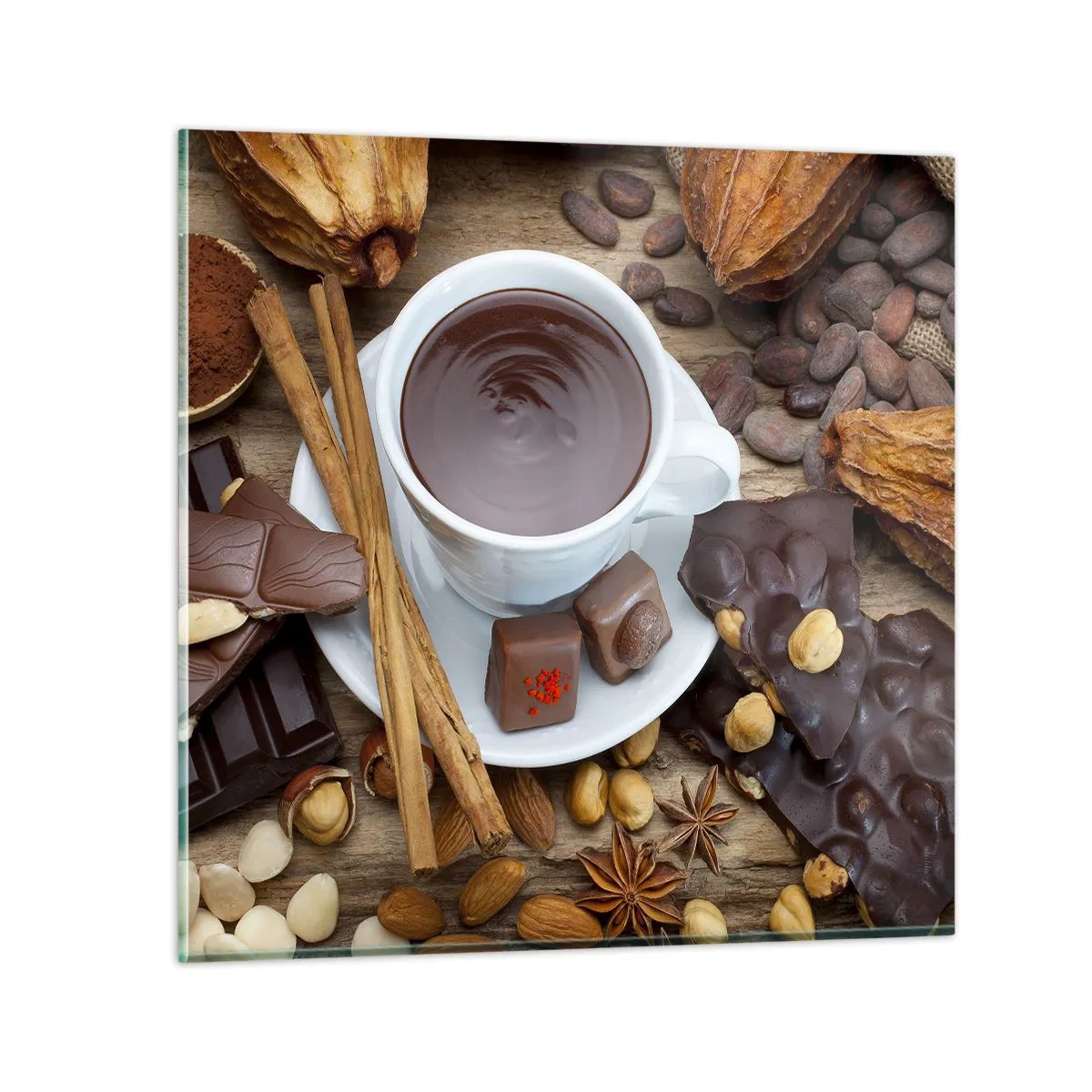 Billede på glas - Fra en eventyrlig chokoladefabrik - 40x40 cm