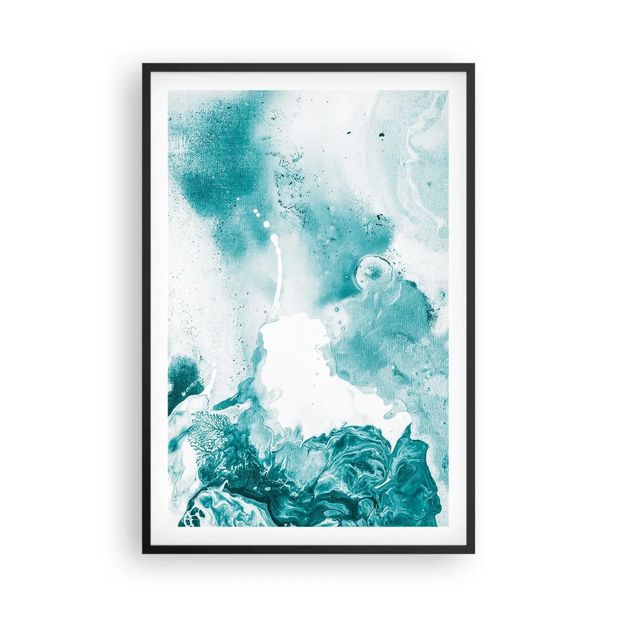 Plakat i sort ramme - Blå oversvømmelsesflader - 61x91 cm