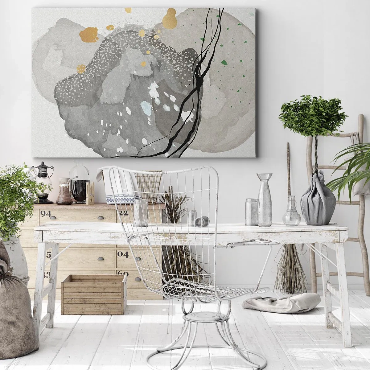 Lærredstryk - Billede på lærred - Organisk komposition - 120x80 cm