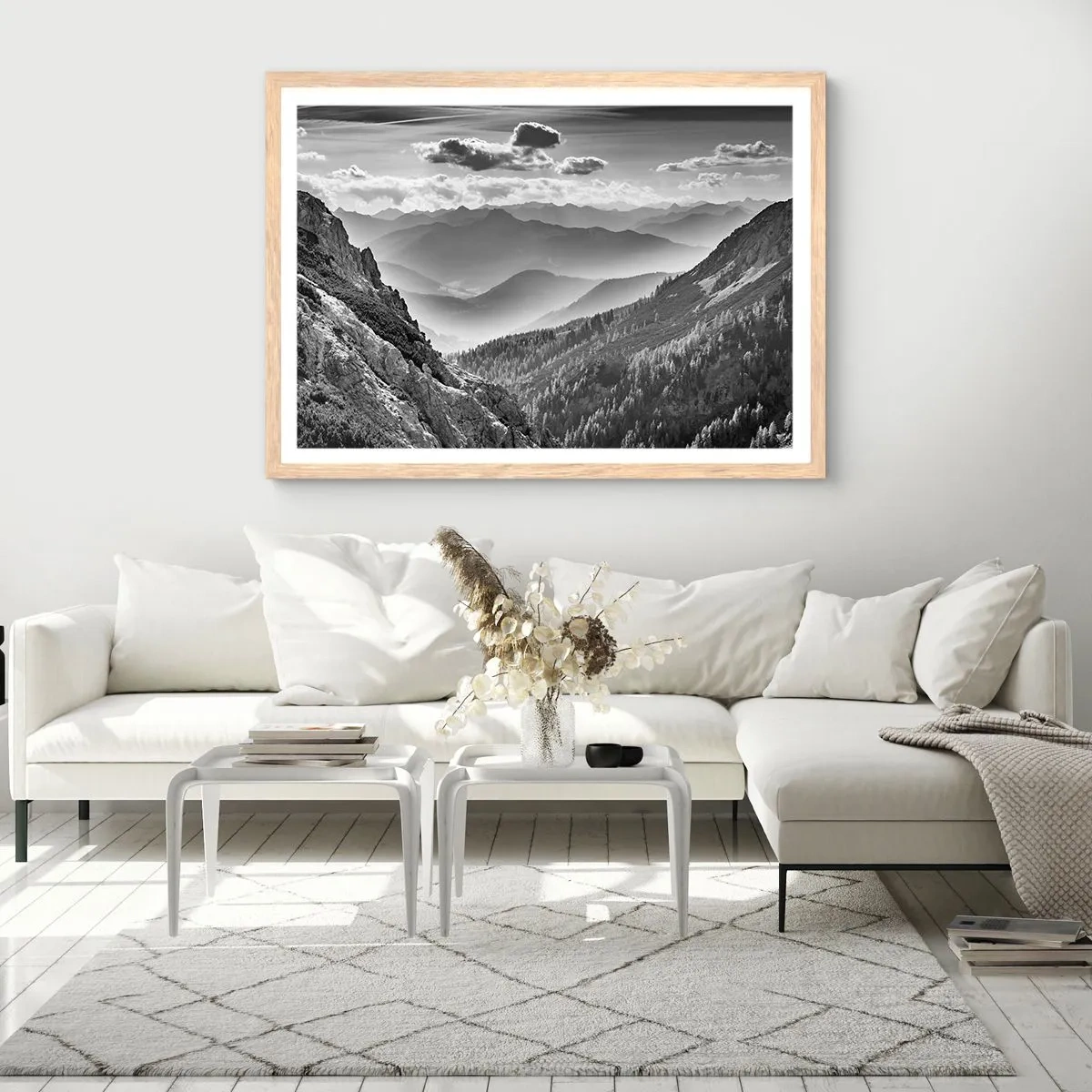 Plakat i ramme af lyst egetræ - Hele vejen til horisonten - 70x50 cm