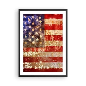 Plakat i sort ramme - Vintage USA flag med en ældet effekt - 50x70cm - Herlighed går ikke bort - Moderne vægdekoration til stue og soveværelse ARTTOR