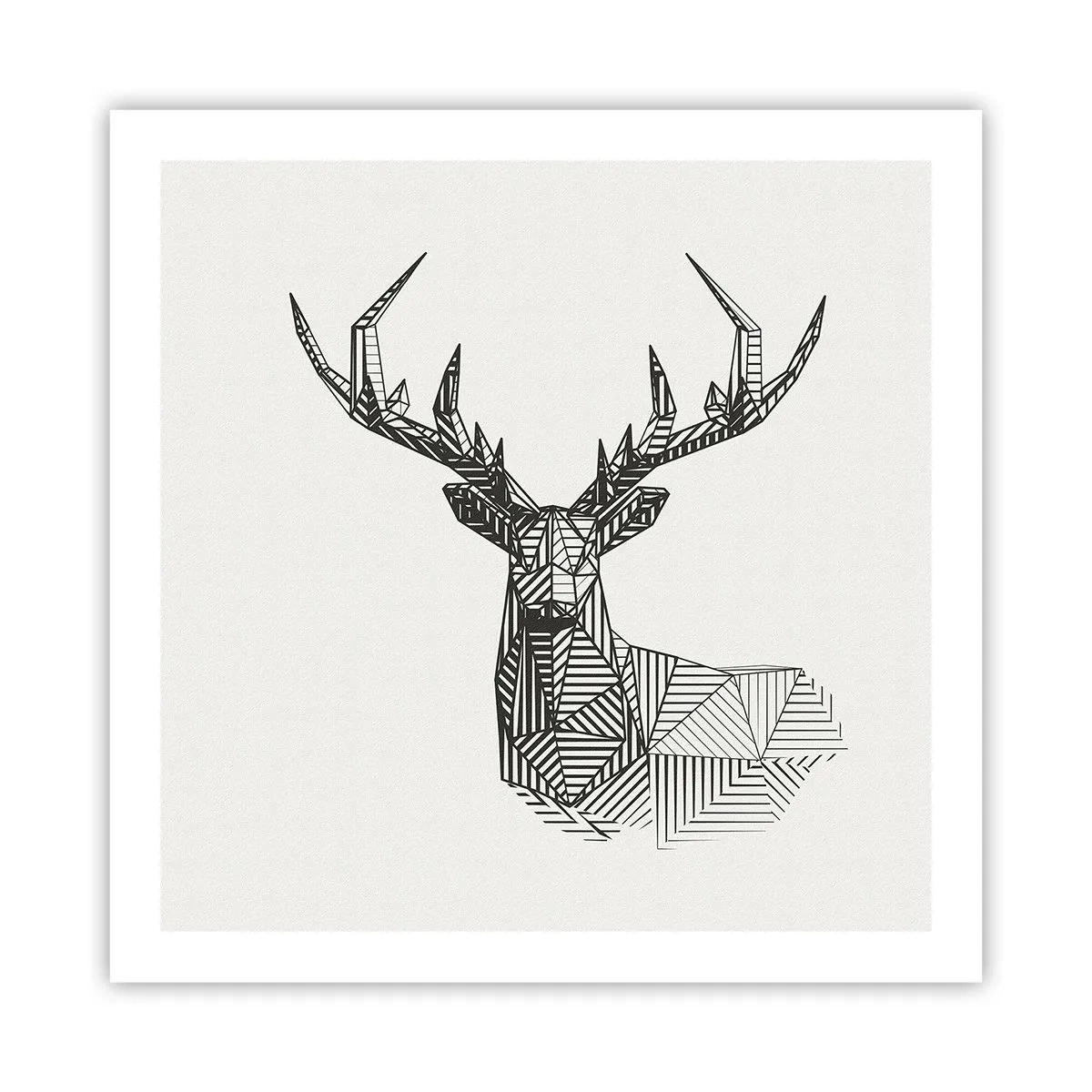 Plakat - Hjorte i kubistisk stil - 60x60 cm
