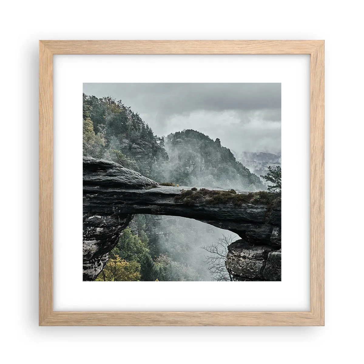 Plakat i ramme af lyst egetræ - Eventyret er ved at begynde - 30x30 cm