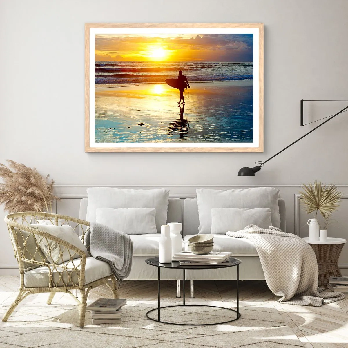 Plakat i ramme af lyst egetræ - Krigerens tilbagevenden - 40x30 cm