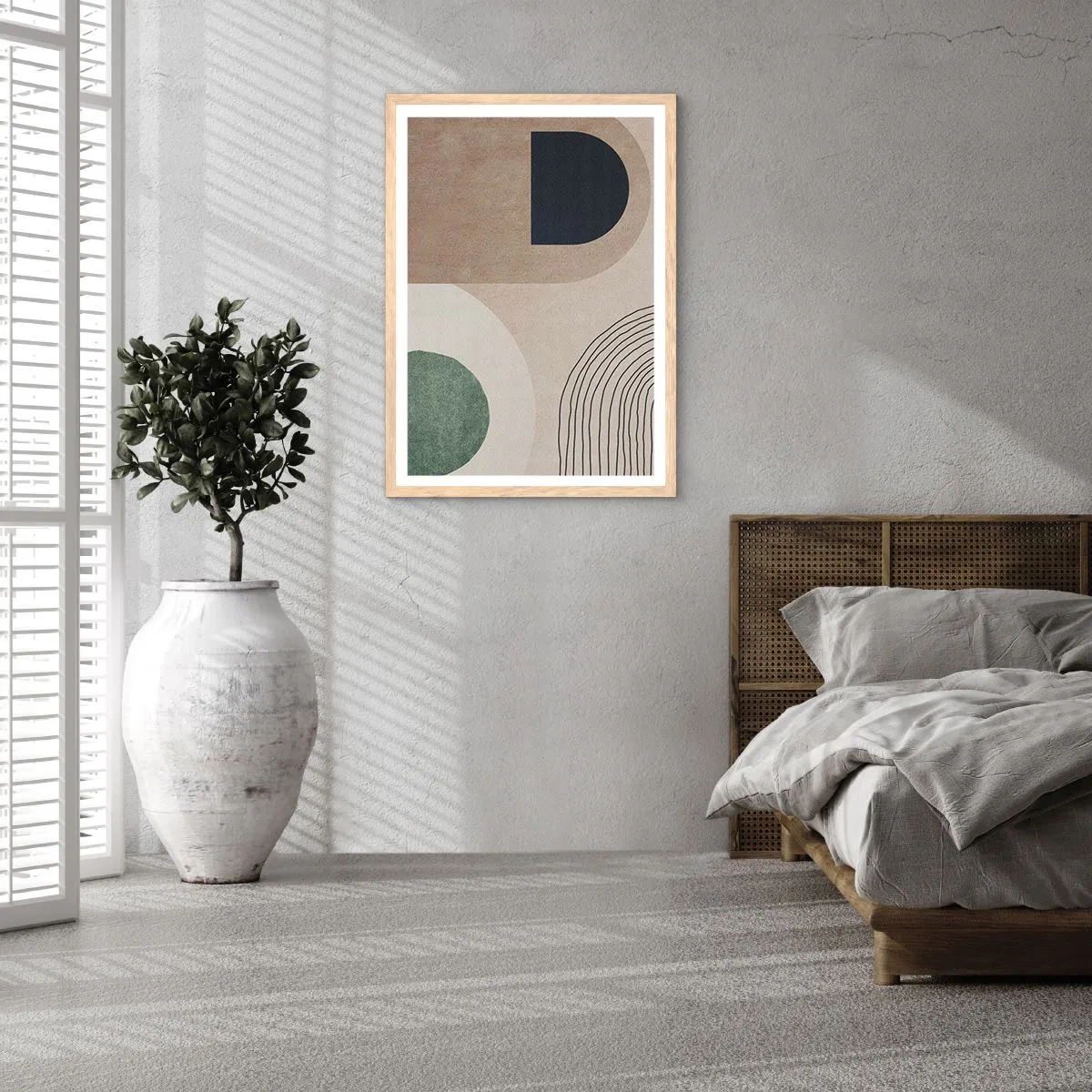 Plakat i ramme af lyst egetræ - Blidheden i en oval - 70x100 cm