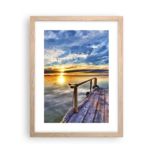 Plakat i ramme af lyst egetræ - Vinden går til ro - 30x40 cm